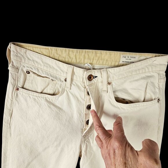 Rag Bone Ecru Rosa Boyfriend Ripped Jeans Women 27x30 High Rise Button Fly - Picture 5 of 11